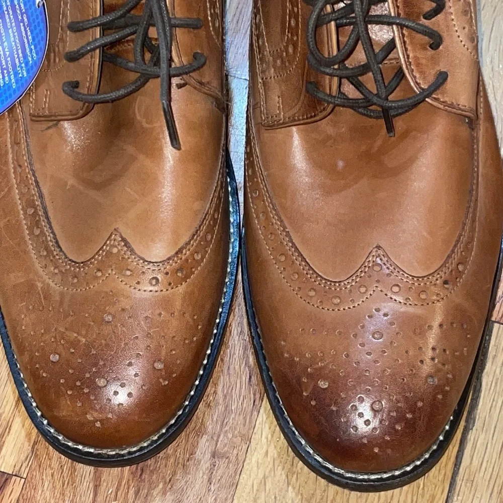 NEW ! Nunn Bush Men's Nelson Wingtip Oxfords dress shoes Cognac  12 M